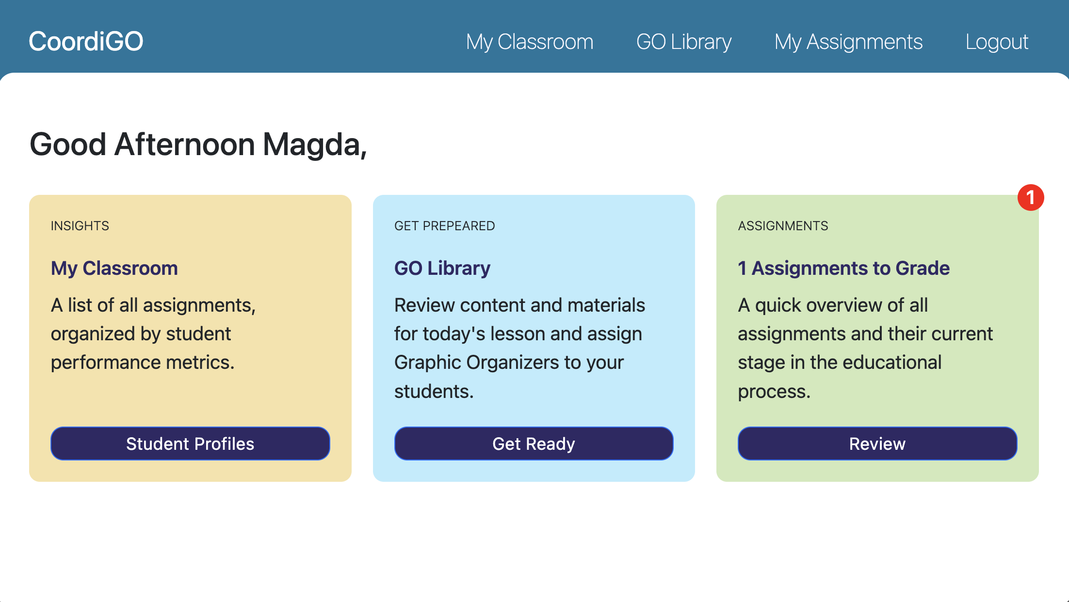 teacher dashboard