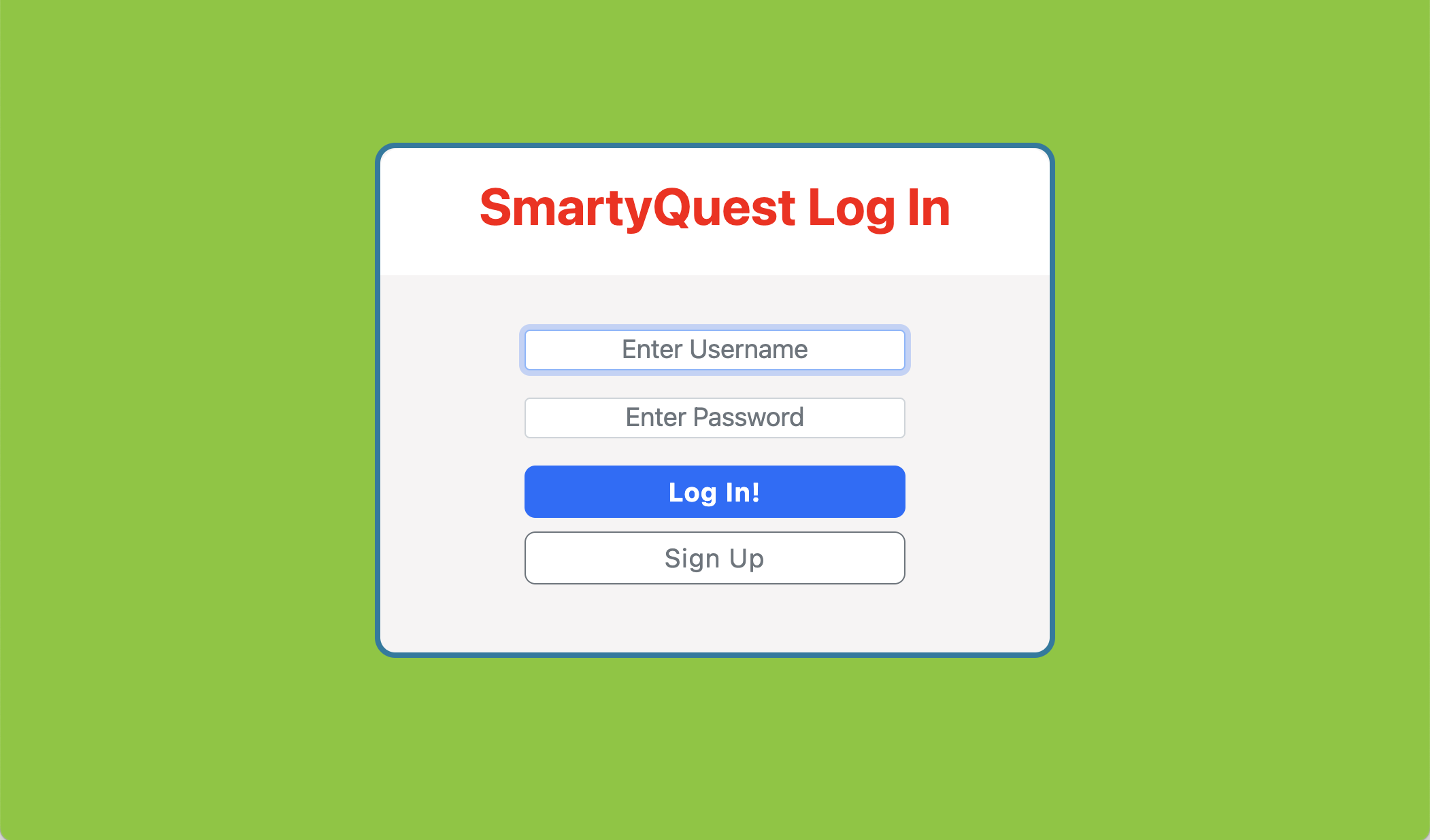 login screen